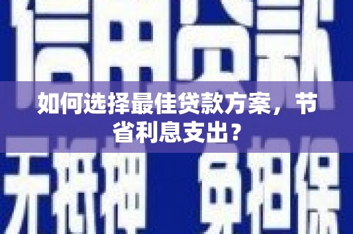 柞水如何选择最佳贷款方案，节省利息支出？