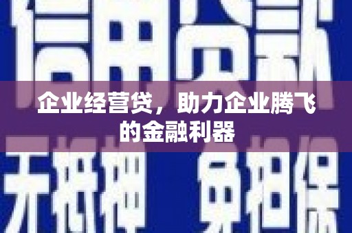 柞水企业经营贷，助力企业腾飞的金融利器