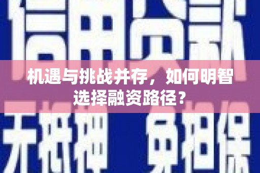 柞水机遇与挑战并存，如何明智选择融资路径？
